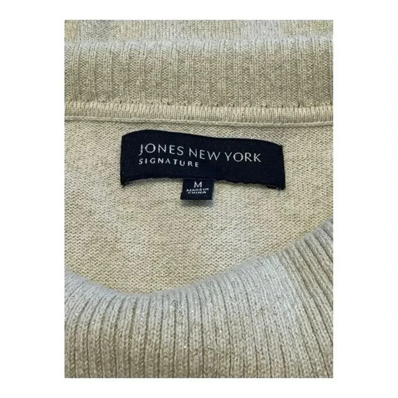 Jones New York Medium Signature Gold‎ Cream Cowl Neck Drawstring Sweater - Picture 4 of 8